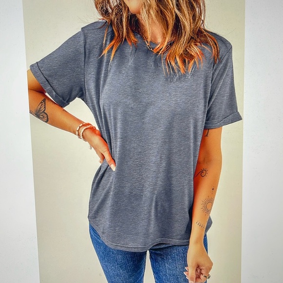 Tops Gray Plain Crew Neck T Tee Shirt Casual Size Xl Poshmark